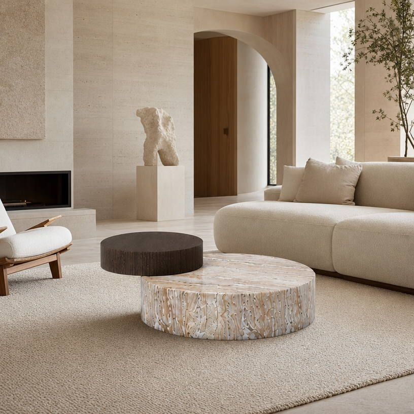 Langley Marble & Wood Coffee Table
