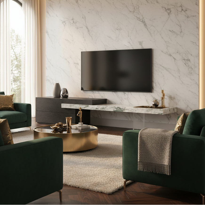 Kingswell Marble & Wood TV Unit