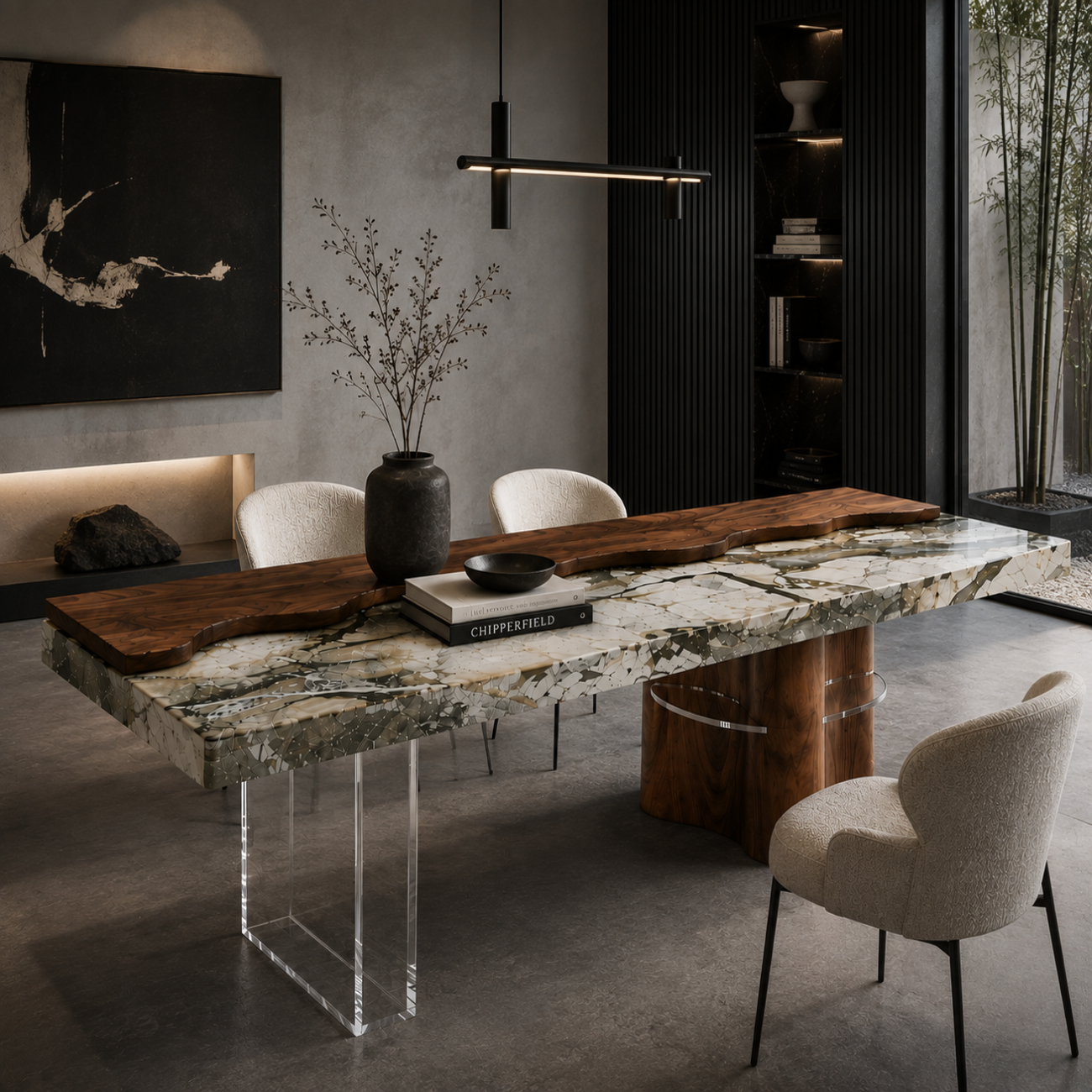 Loxley Marble & Wood Dining Table