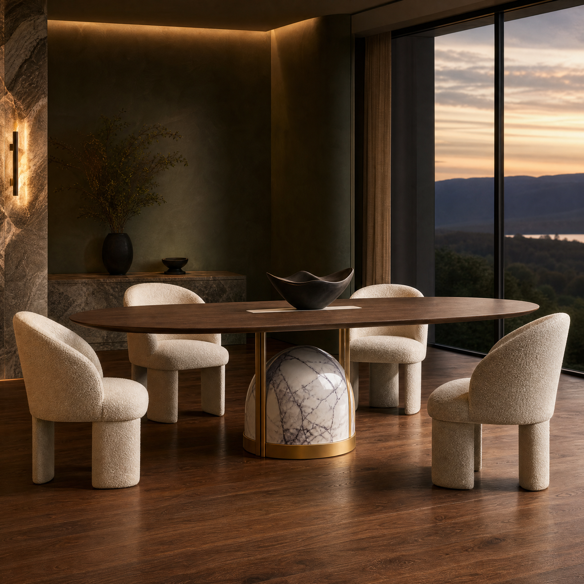 Wetherby Marble & Wood Dining Table