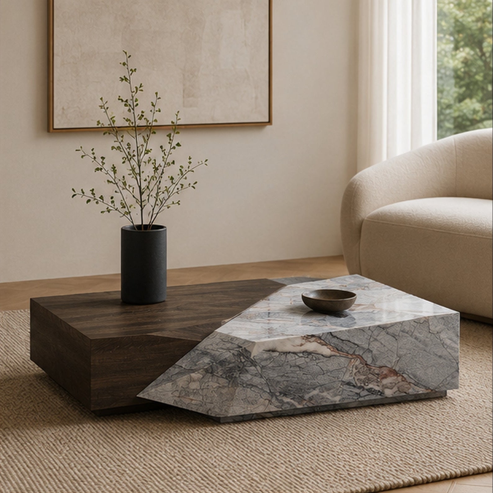 Davenham Marble & Wood Coffee Table