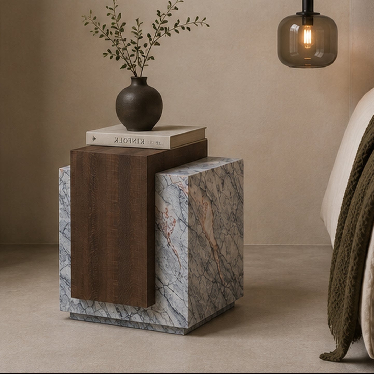 Davenham Marble & Wood Side Table