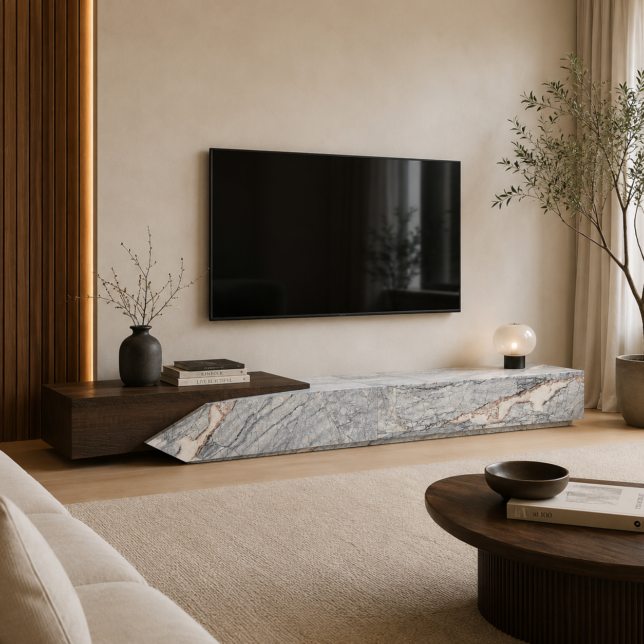 Davenham Marble & Wood TV Unit