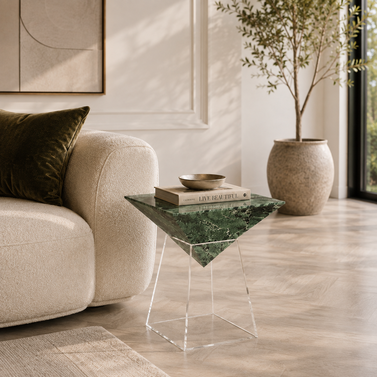Walden Green Marble Side Table