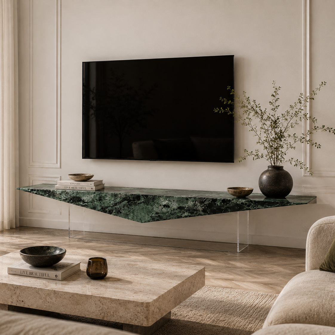 Walden Green Marble TV Unit