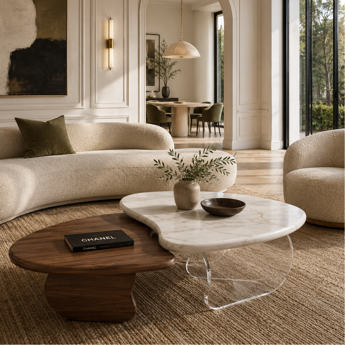 Merrow Marble & Wood Coffee Table