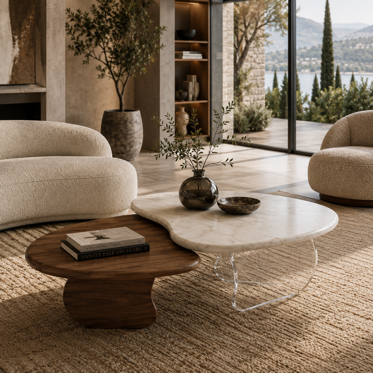 Merrow Marble & Wood Coffee Table
