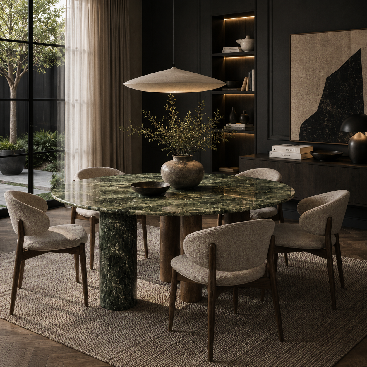 Northcott Marble & Wood Round Dining Table