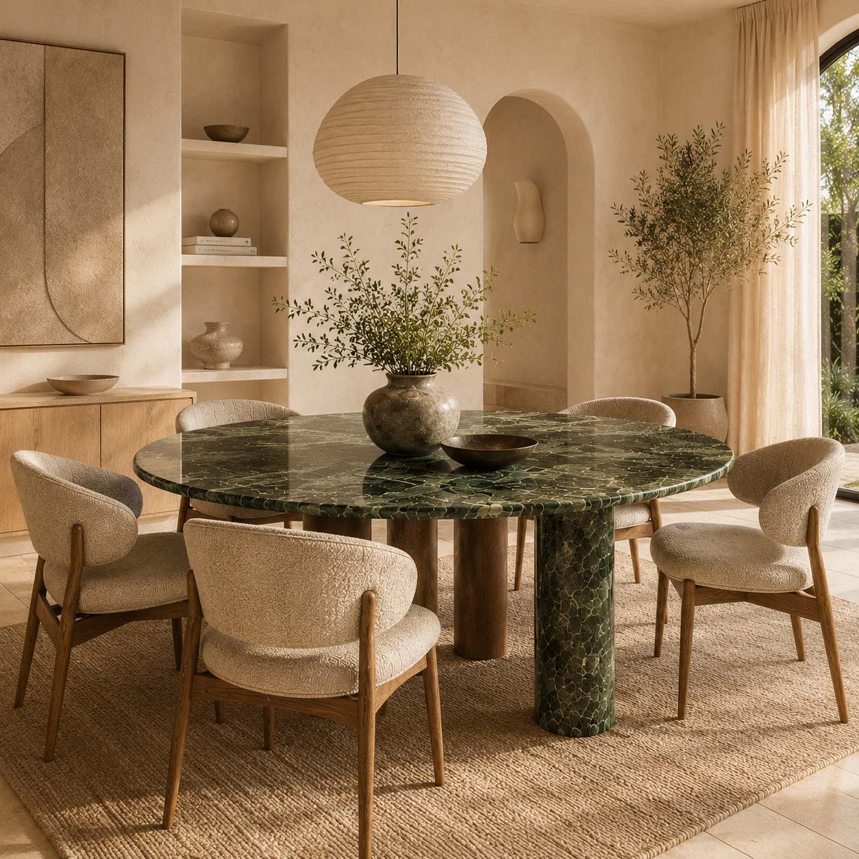 Northcott Marble & Wood Round Dining Table