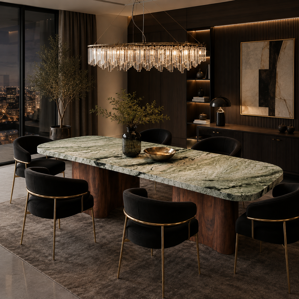Pemberton Marble & Wood Dining Table
