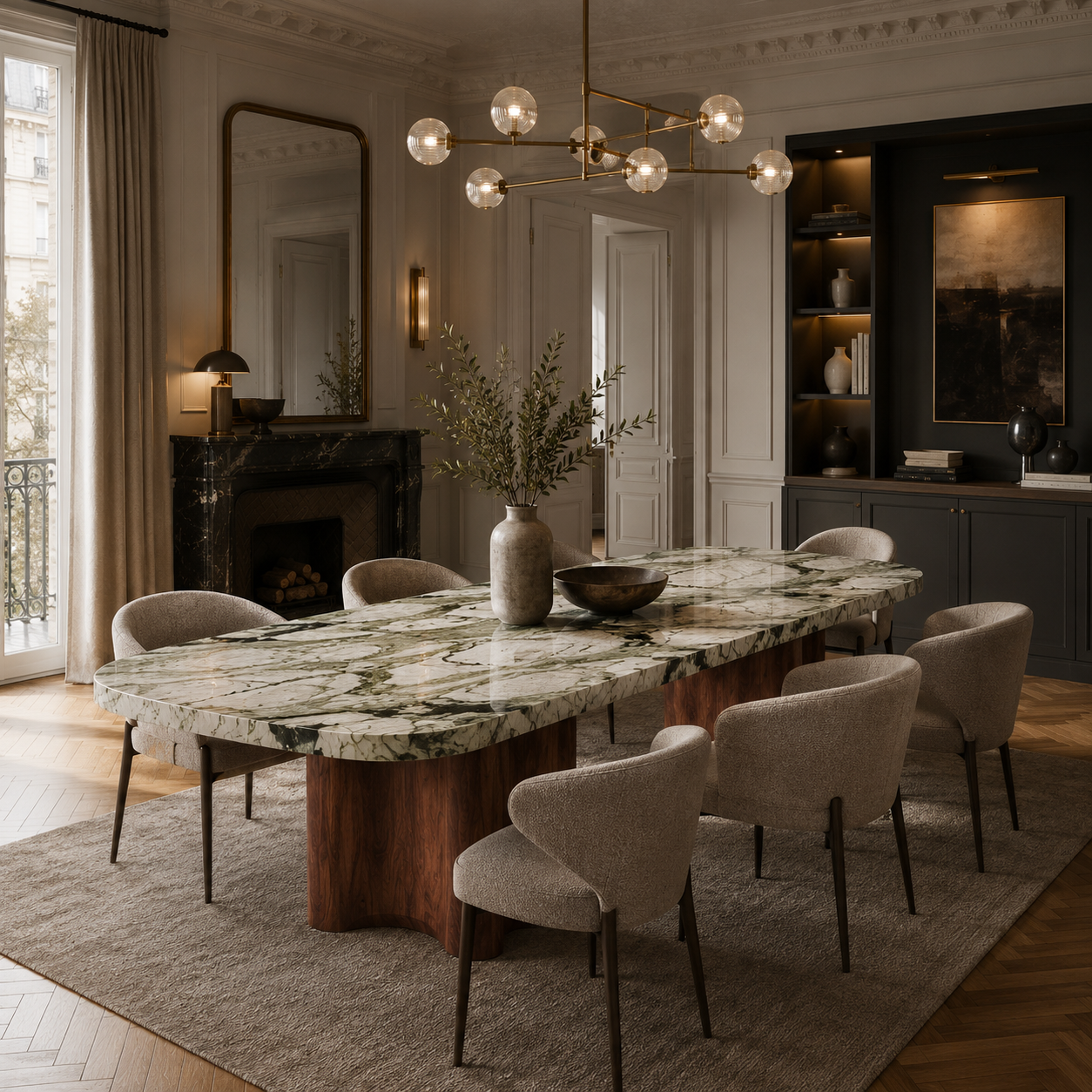 Pemberton Marble & Wood Dining Table