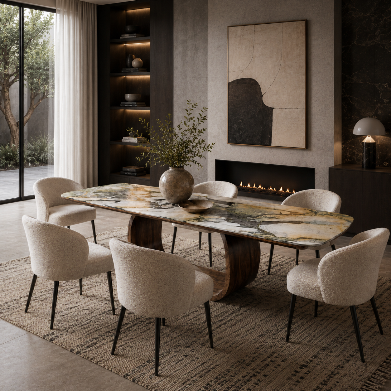 Penrose Marble & Wood Dining Table