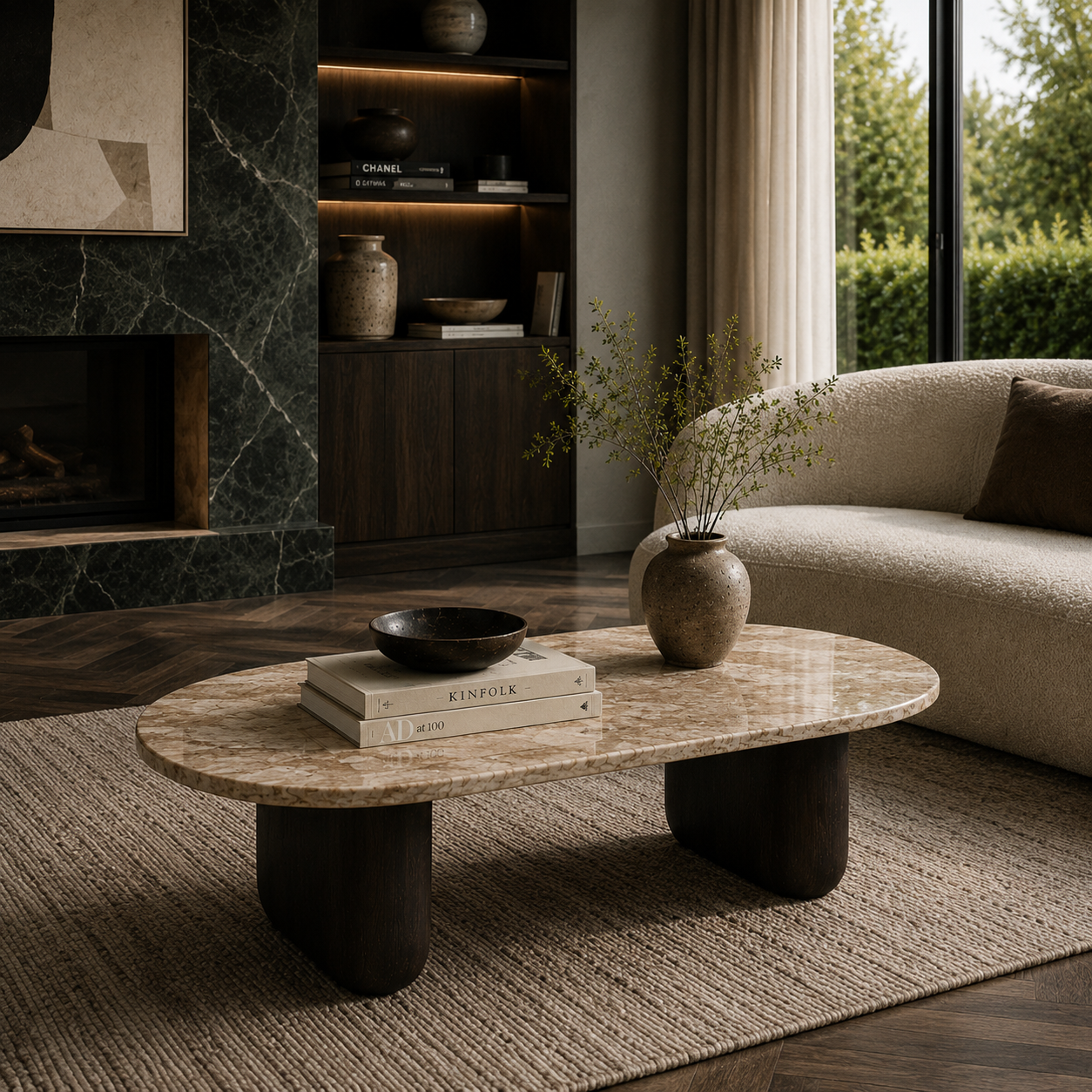 Redbourne Marble & Wood Coffee Table