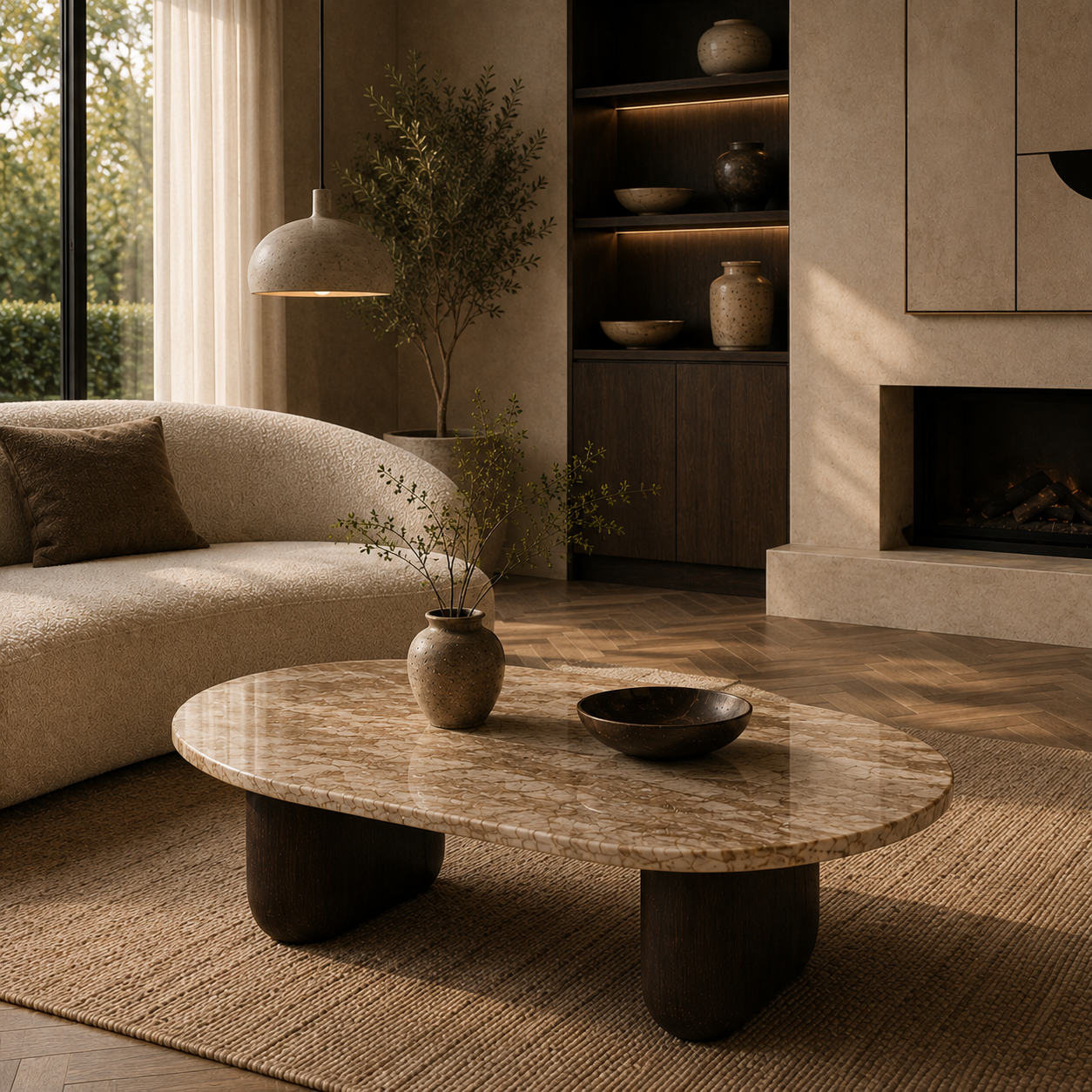 Redbourne Marble & Wood Coffee Table
