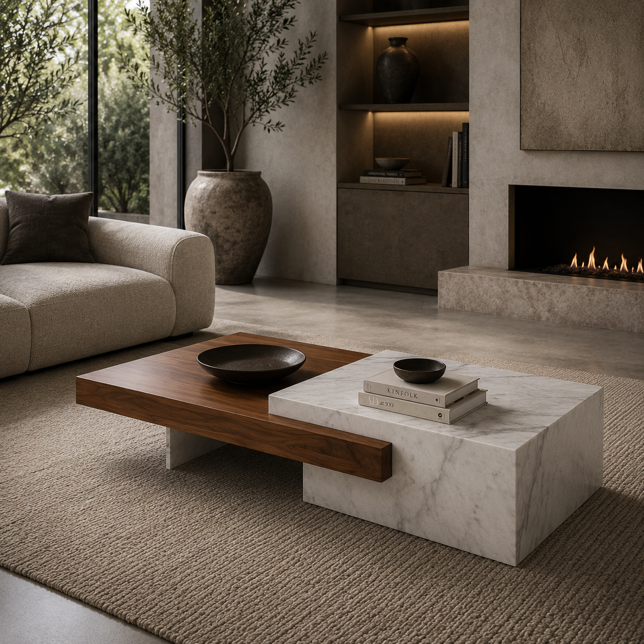 Selborne Marble & Wood Coffee Table
