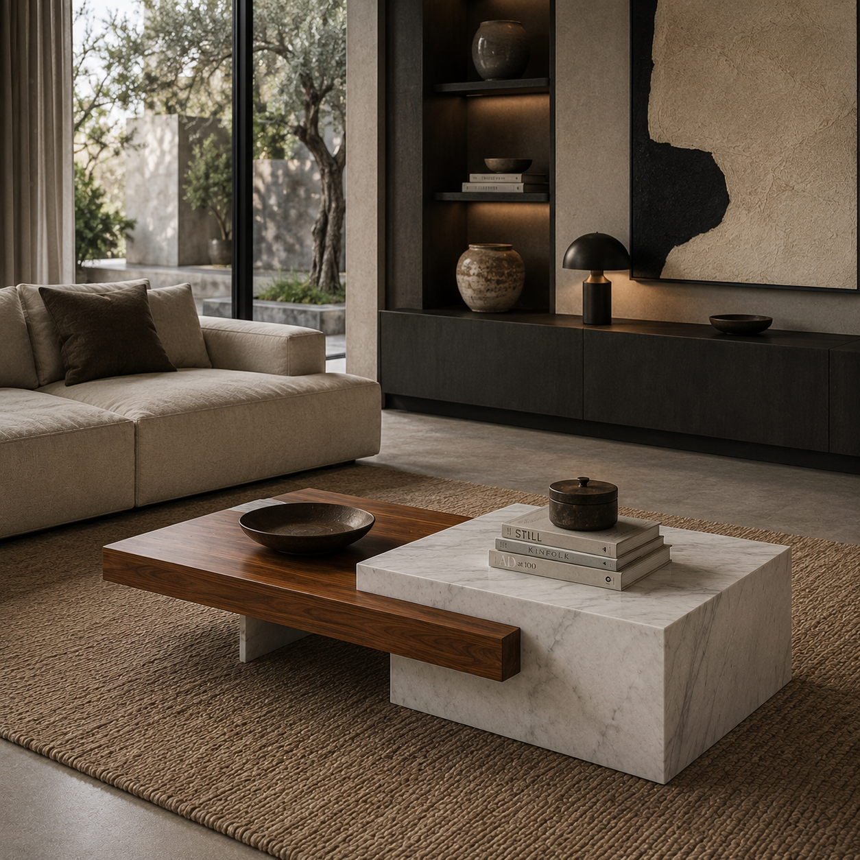 Selborne Marble & Wood Coffee Table