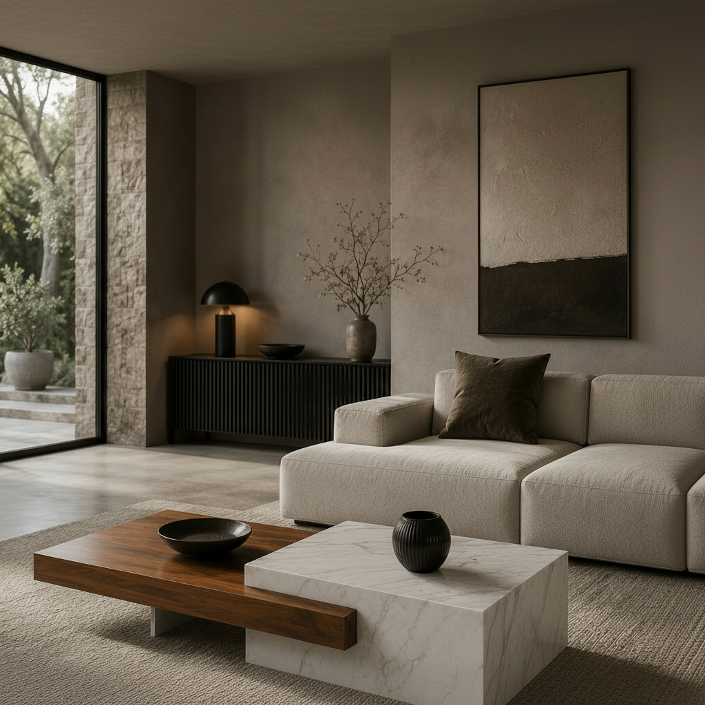 Selborne Marble & Wood Coffee Table
