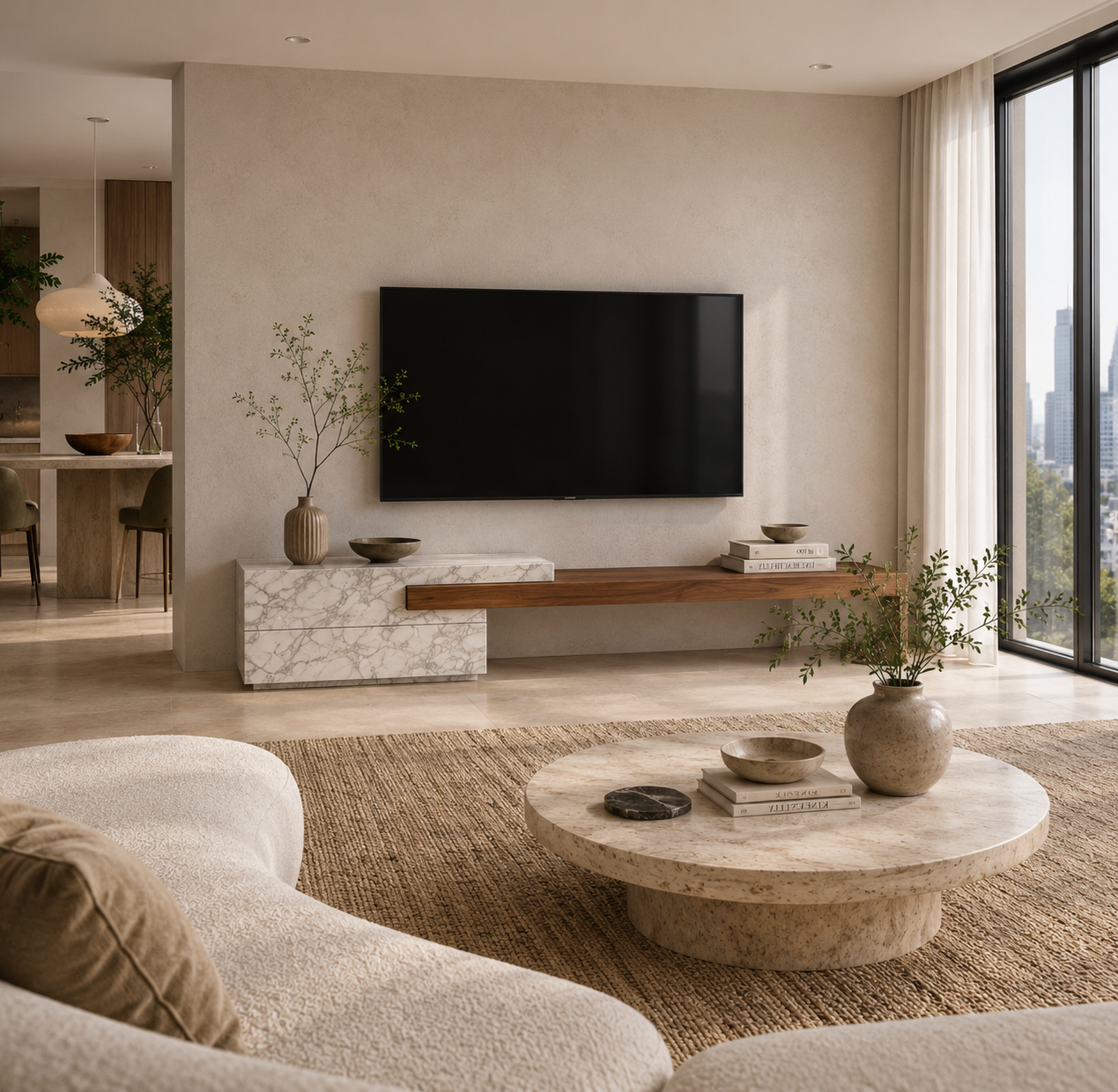 Selborne Marble & Wood TV Unit