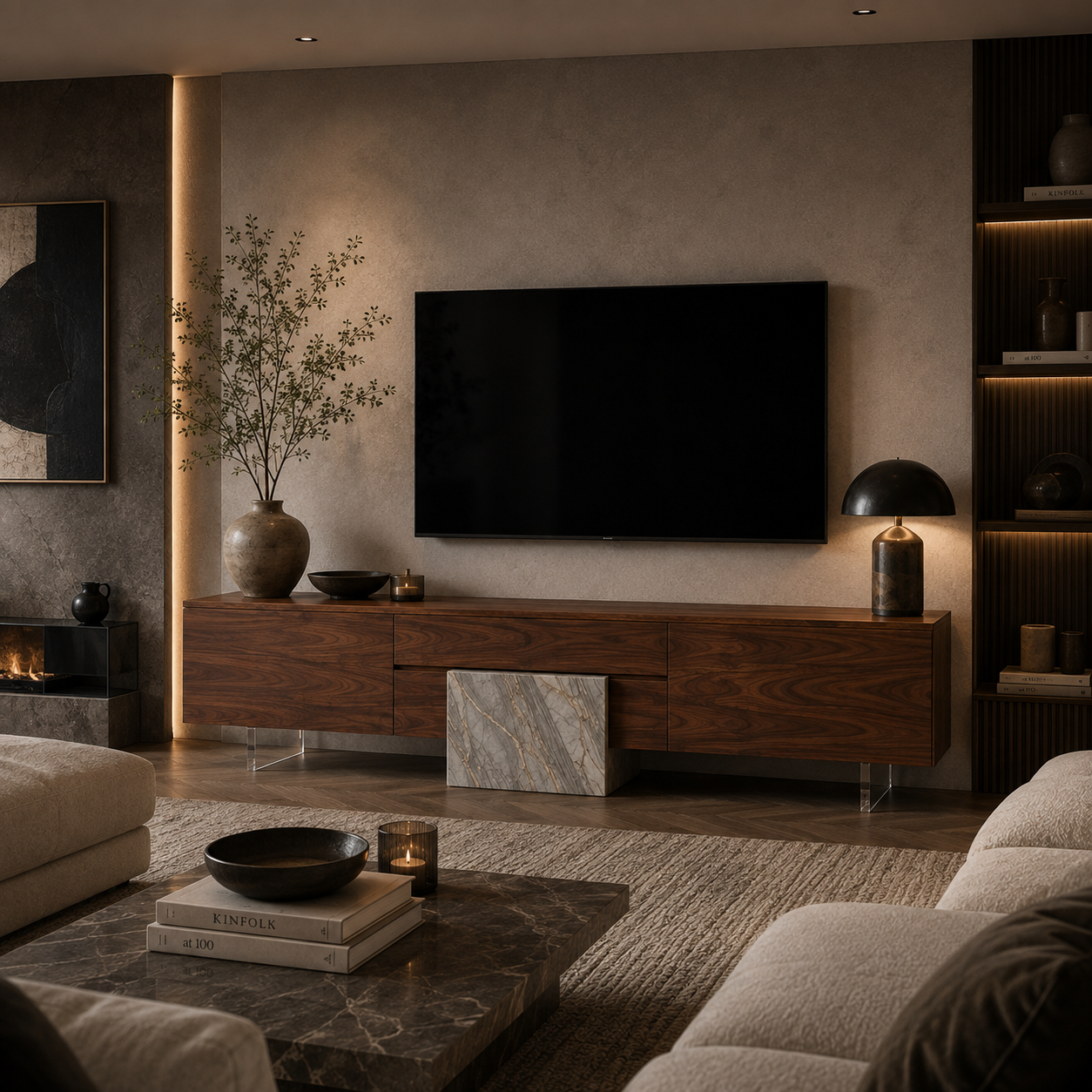 Yarwood Marble & Wood TV Unit