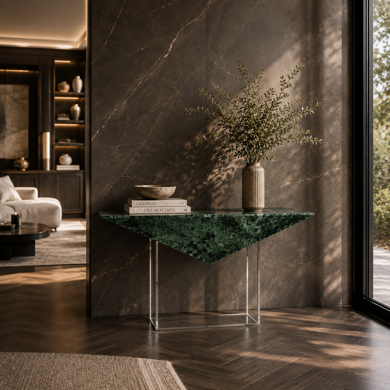 Walden Green Marble Console Table