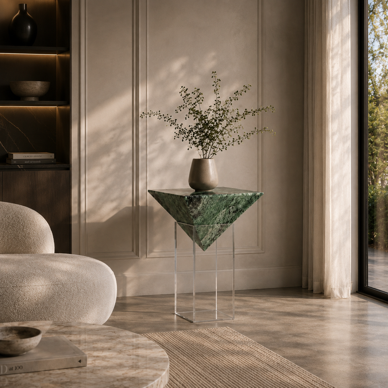 Walden Green Marble Pedestal Table