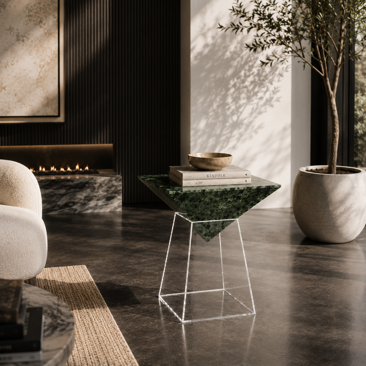 Walden Green Marble Side Table