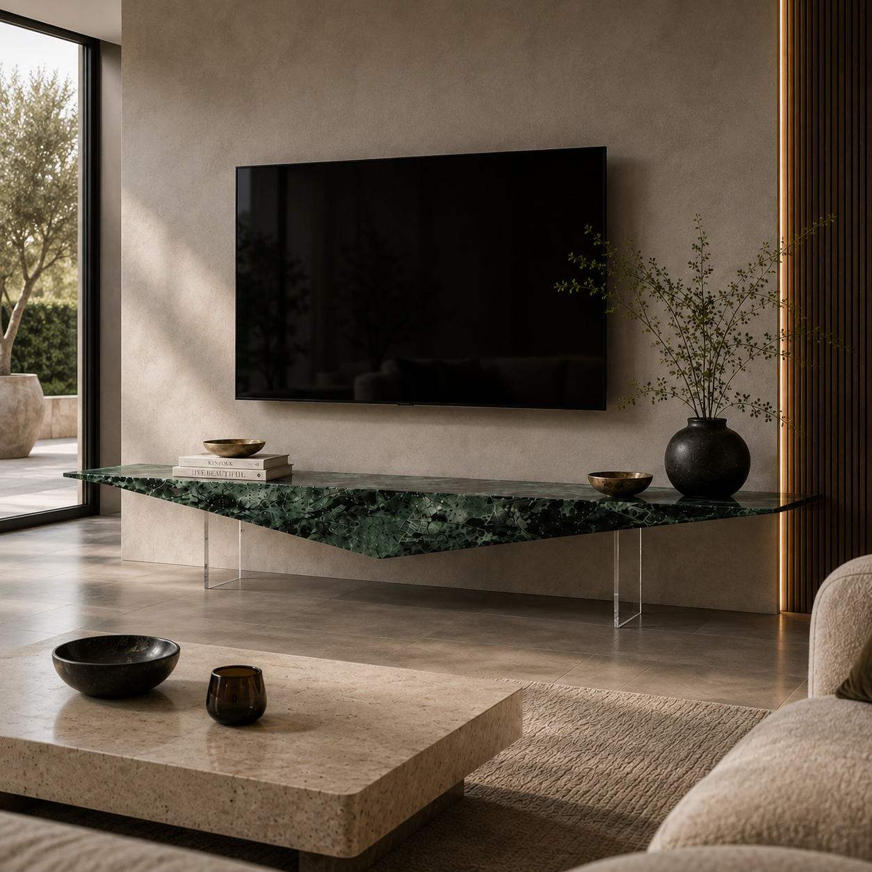 Walden Green Marble TV Unit