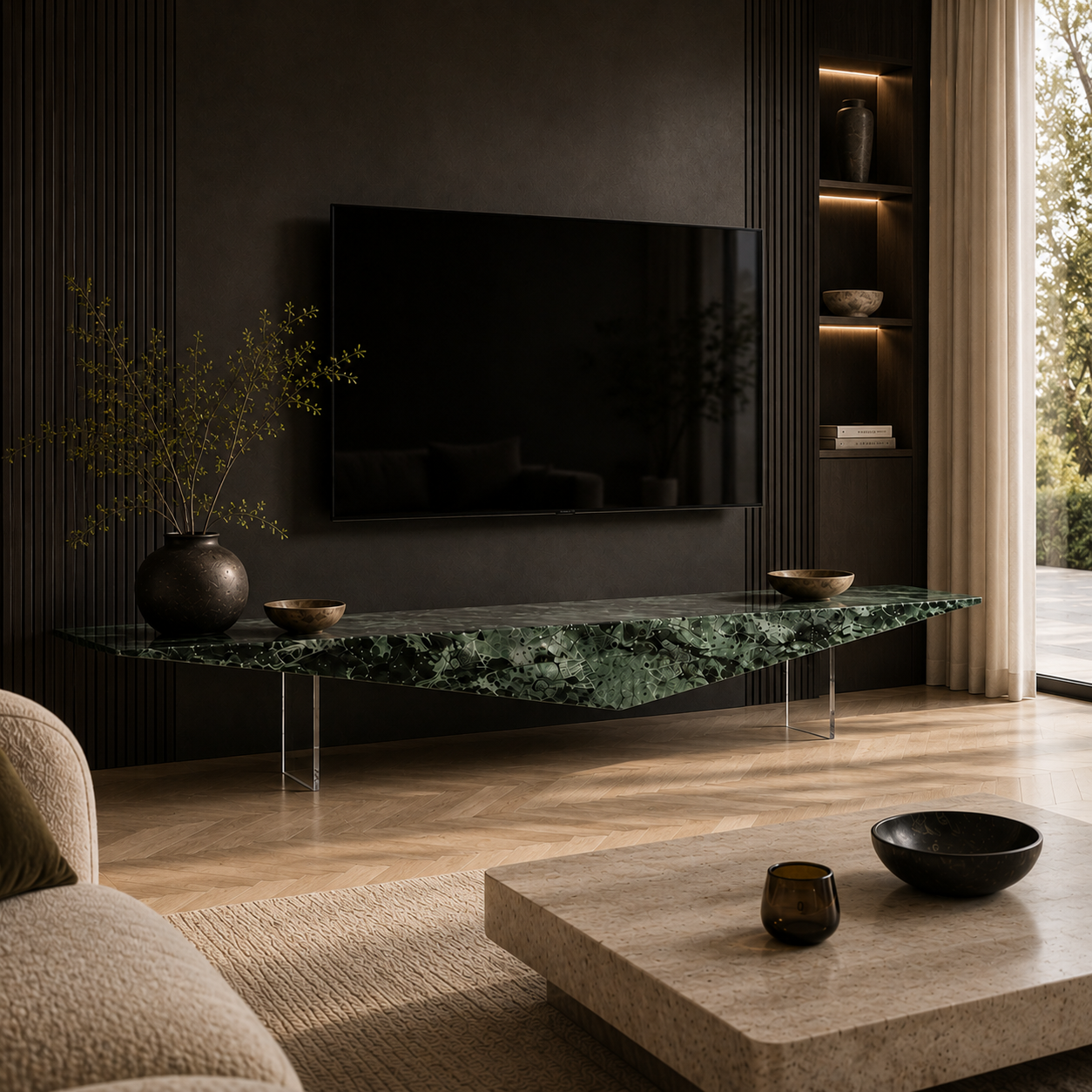Walden Green Marble TV Unit