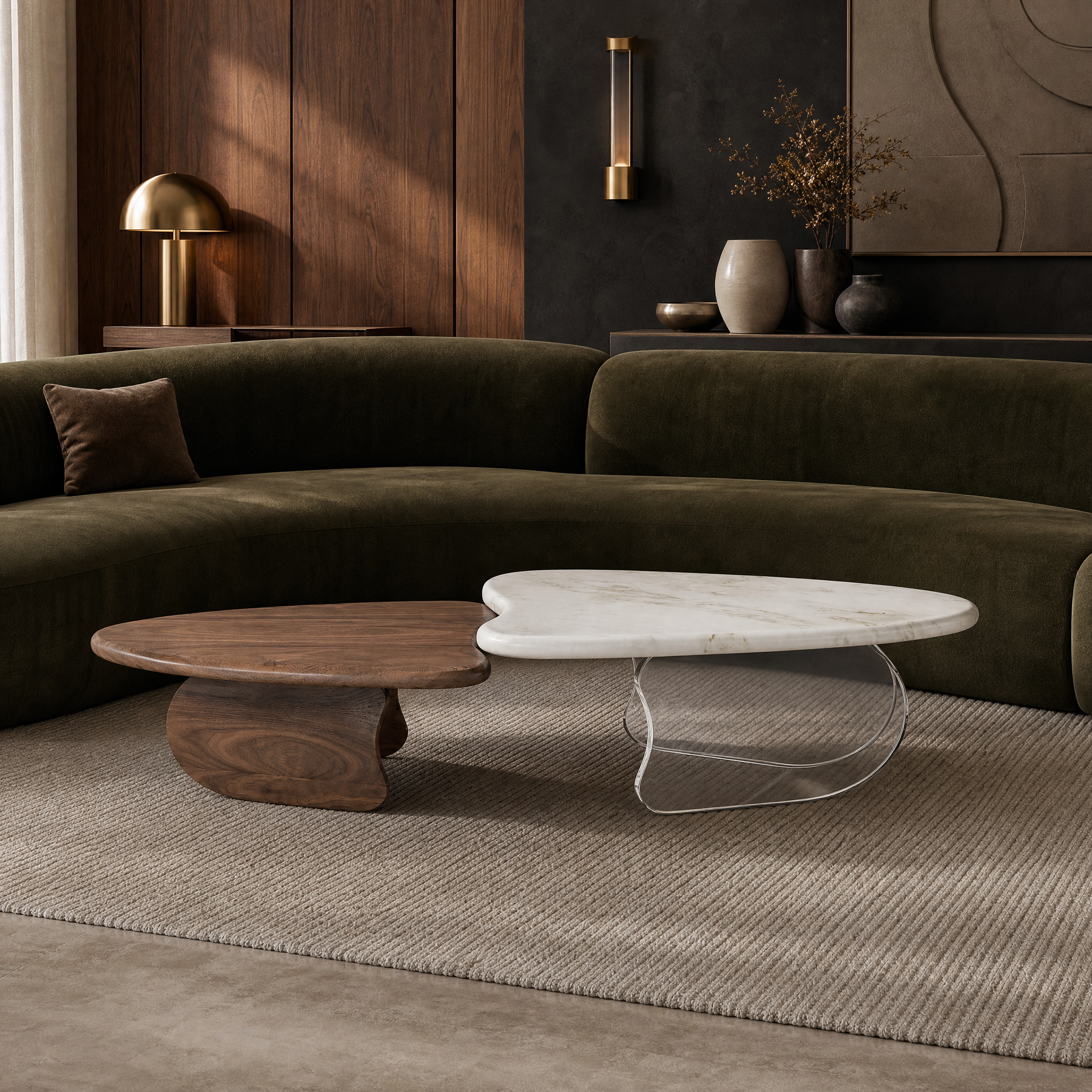 Merrow Marble & Wood Coffee Table