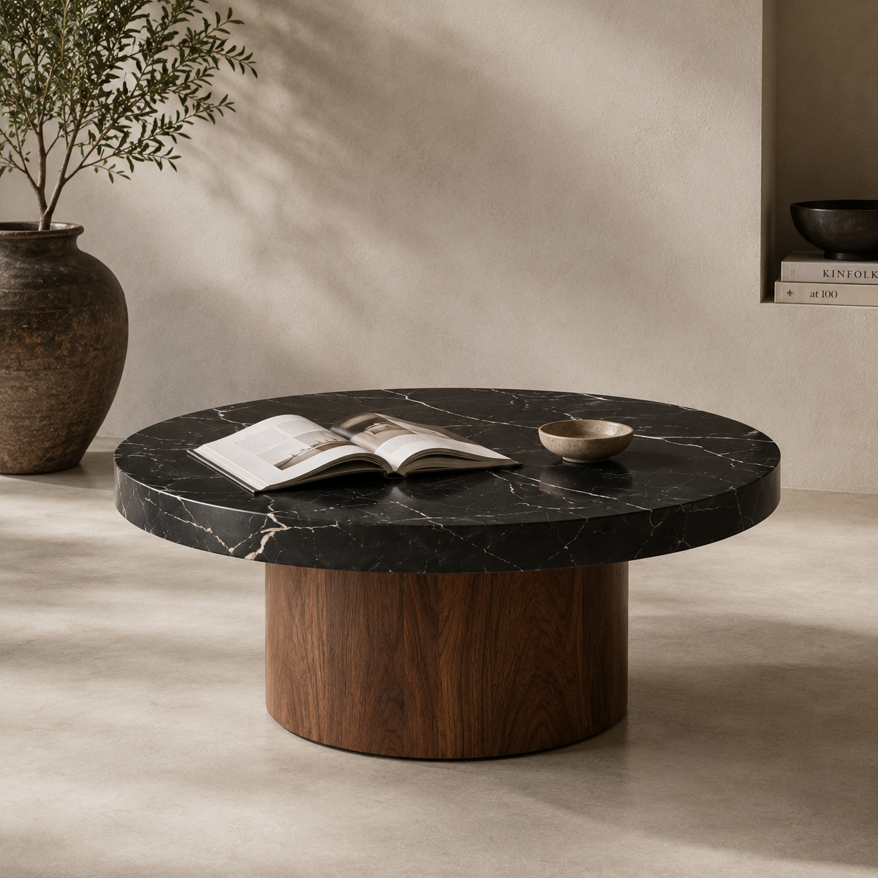 Westcott Marble & Wood Round Coffee Table