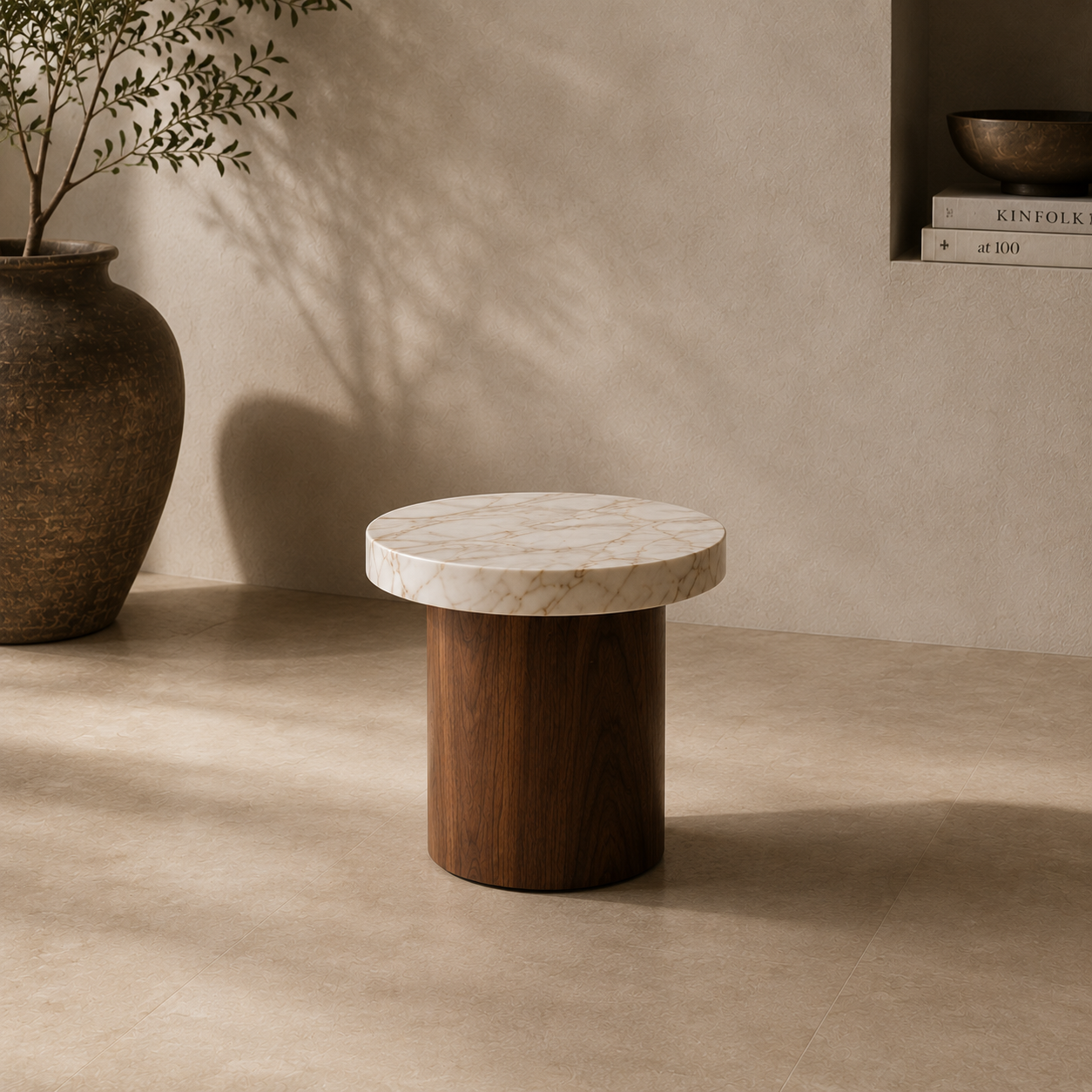Westcott Marble & Wood Round Coffee Table